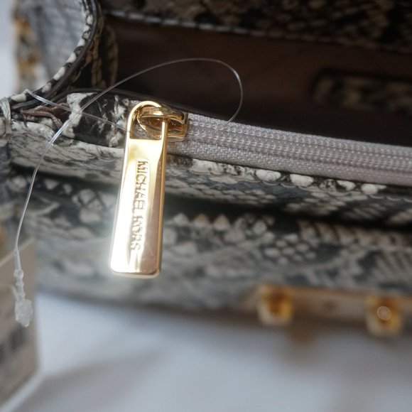 Michael Kors Rose Small MINI Shoulder Crossbody Bag Embossed Exotic Natural - Picture 9 of 11